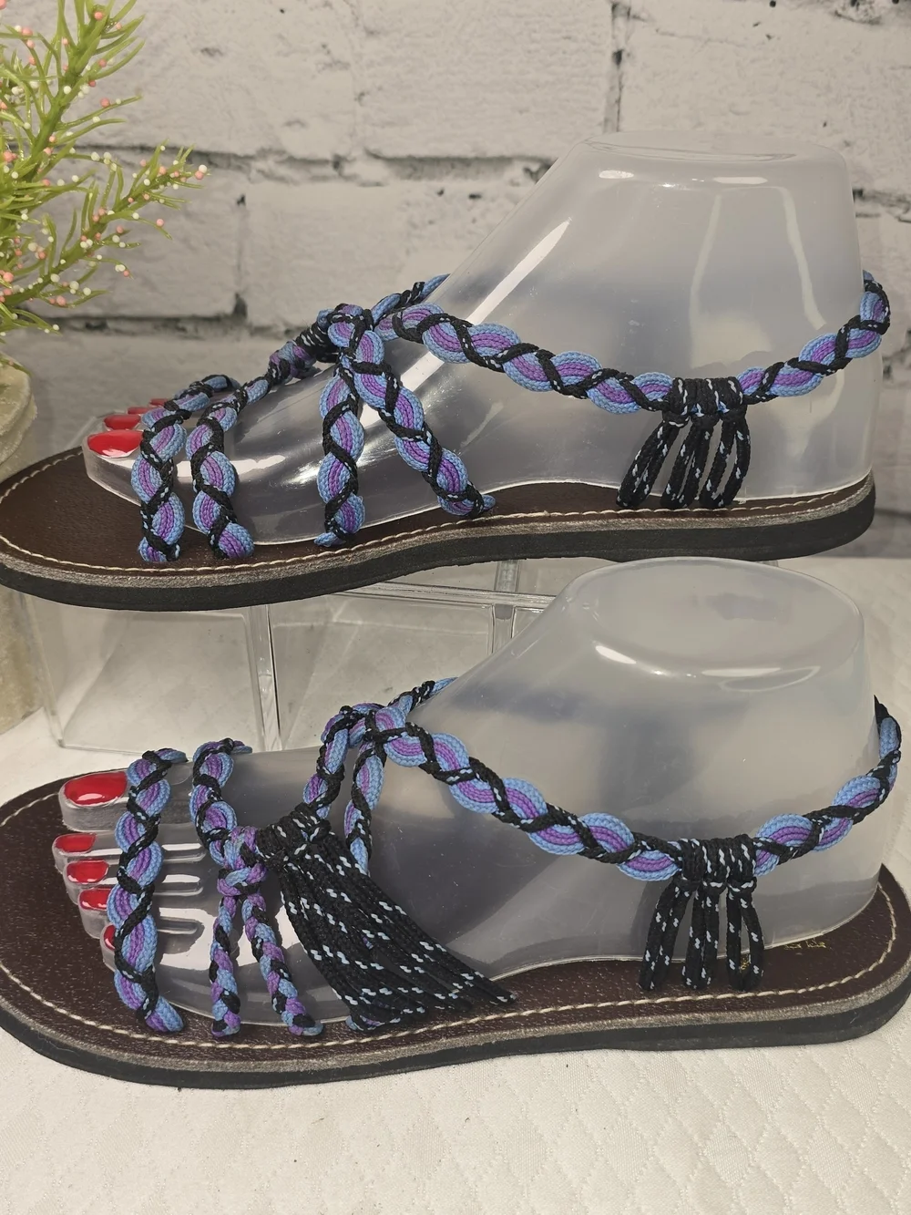 RABBIT RABBIT BRAIDED ROME SANDAL PURPLE BLACK BLUE BOHO BEACH WOMENS 39